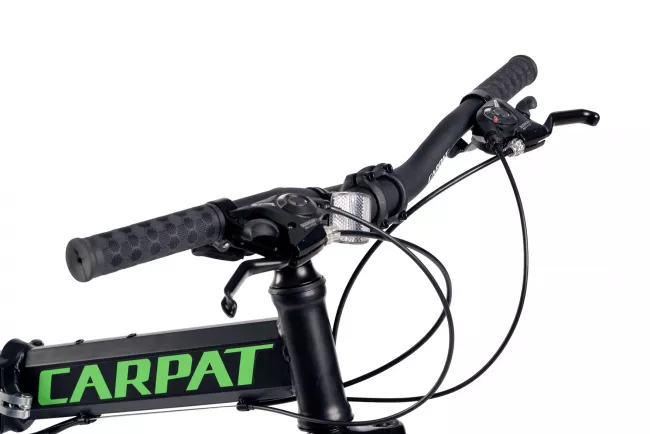 Bicicleta MTB-Folding CARPAT C2668C, Schimbator Saiguan 21 Viteze, Cadru Otel, Roti 26 Inch, Frane pe Disc, Negru/Verde 8