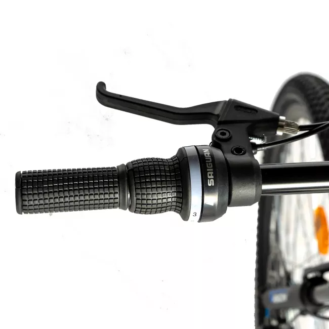 Bicicleta MTB-FS, Saiguan Revoshift 18 Viteze, Roti 27.5 Inch, Frane pe Disc, RICH R2750D, Cadru Negru cu Design Albastru 11