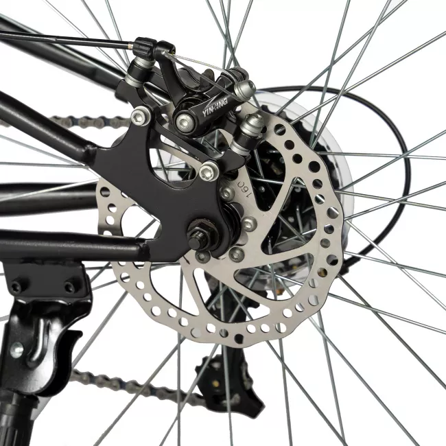 Bicicleta MTB-FS, Saiguan Revoshift 18 Viteze, Roti 27.5 Inch, Frane pe Disc, RICH R2750D, Cadru Negru cu Design Albastru 9