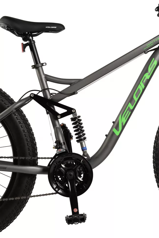 Bicicleta MTB-Full Suspension Fat-Bike Velors Jupiter V26309G 26", Gri/Verde 6