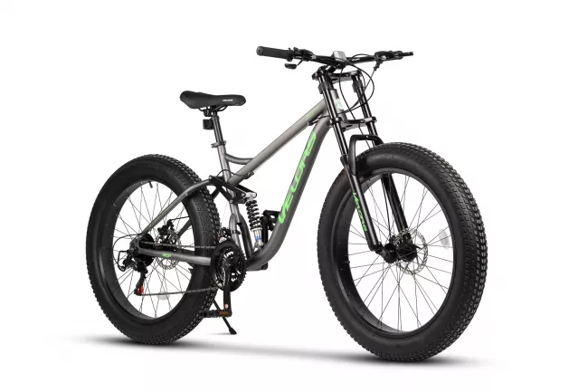 Bicicleta MTB-Full Suspension Fat-Bike Velors Jupiter V26309G 26", Gri/Verde 2