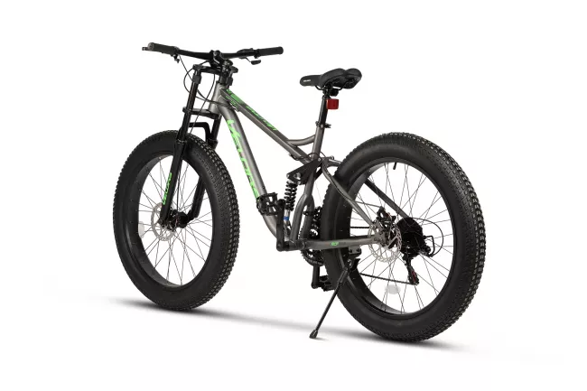 Bicicleta MTB-Full Suspension Fat-Bike Velors Jupiter V26309G 26", Gri/Verde 3