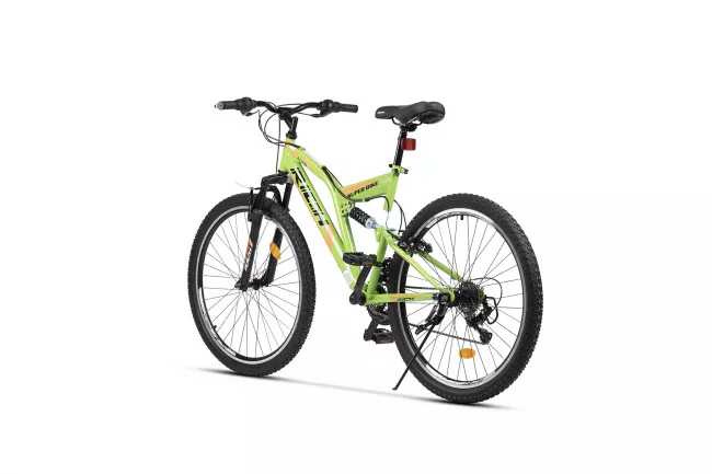 Bicicleta MTB-Full Suspension Rich R2649A, Sunrun 21 Viteze, Roti 26 Inch, Frane V-Brake, Verde/Portocaliu/Negru 3
