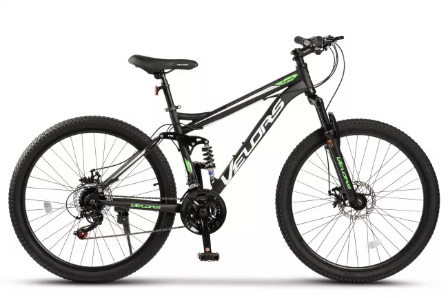 Bicicleta MTB Full-Suspension Velors Earth V2660G 26", Negru/Alb/Verde 1