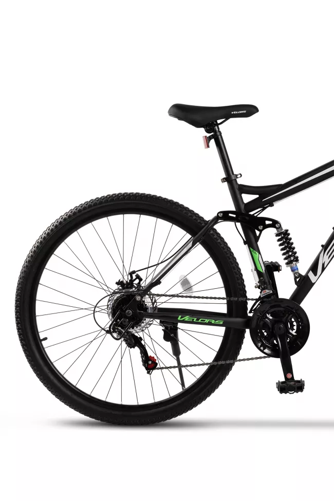 Bicicleta MTB Full-Suspension Velors Earth V2960G 29", Negru/Alb/Verde 4