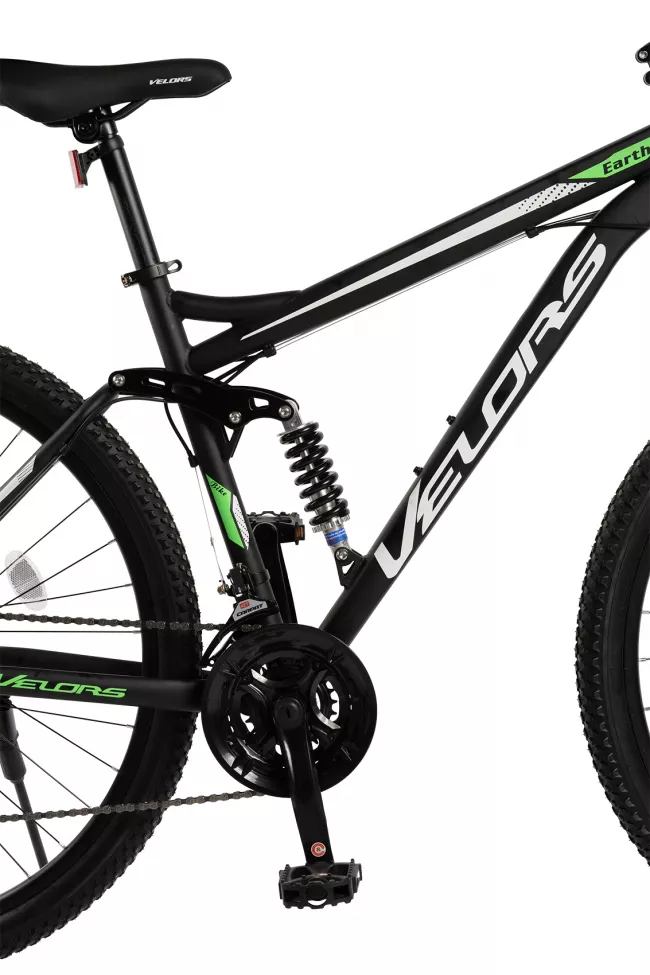 Bicicleta MTB Full-Suspension Velors Earth V2960G 29", Negru/Alb/Verde 6