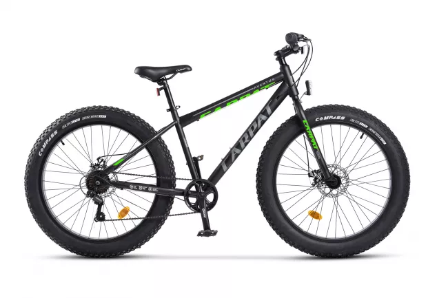 Bicicleta MTB-Fat Bike CARPAT Aventus C26217A, Manete Rotative, 7 Viteze, Roti 26 Inch, Frane Mecanice Disc, Negru/Gri/Verde - RESIGILATA 1