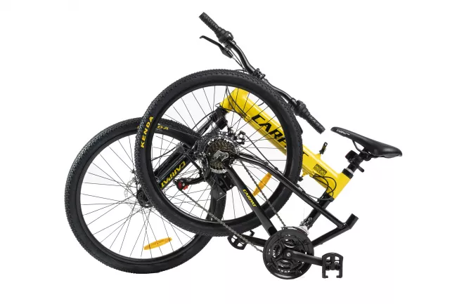Bicicleta MTB-Folding Hummer CARPAT C2441S, Manete schimbator Shimano rotative SL35, 21 Viteze, Cadru Aluminiu, Roti 24 Inch, Frane pe Disc, Galben/Negru 3