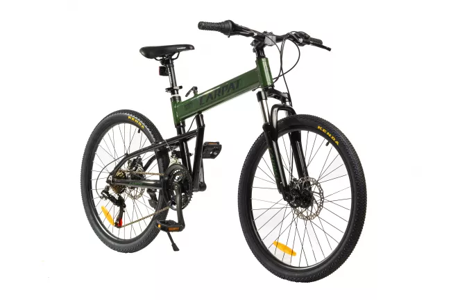 Bicicleta MTB-Folding Hummer CARPAT C2441S, Manete schimbator Shimano rotative SL35, 21 Viteze, Cadru Aluminiu, Roti 24 Inch, Frane pe Disc, Verde/Negru 2