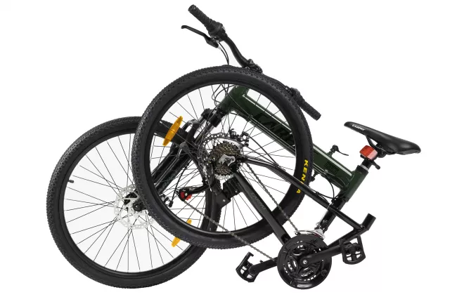 Bicicleta MTB-Folding Hummer CARPAT C2441S, Manete schimbator Shimano rotative SL35, 21 Viteze, Cadru Aluminiu, Roti 24 Inch, Frane pe Disc, Verde/Negru 3