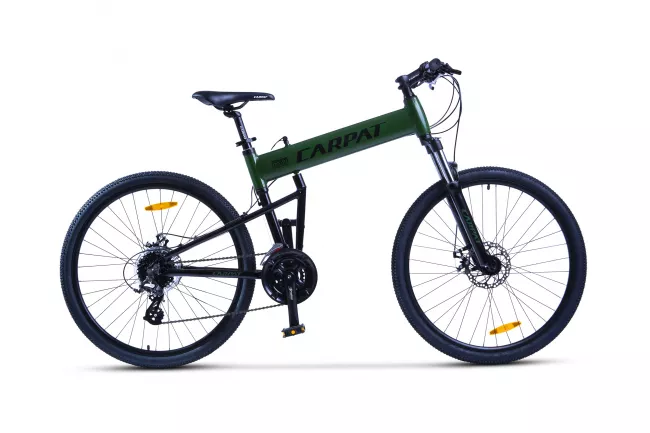 Bicicleta MTB-Folding Hummer CARPAT C2641S, Schimbator Shimano Altus RD-M310-L, 24 Viteze, Cadru Aluminiu, Roti 26 Inch, Frane pe Disc, Verde/Negru 1