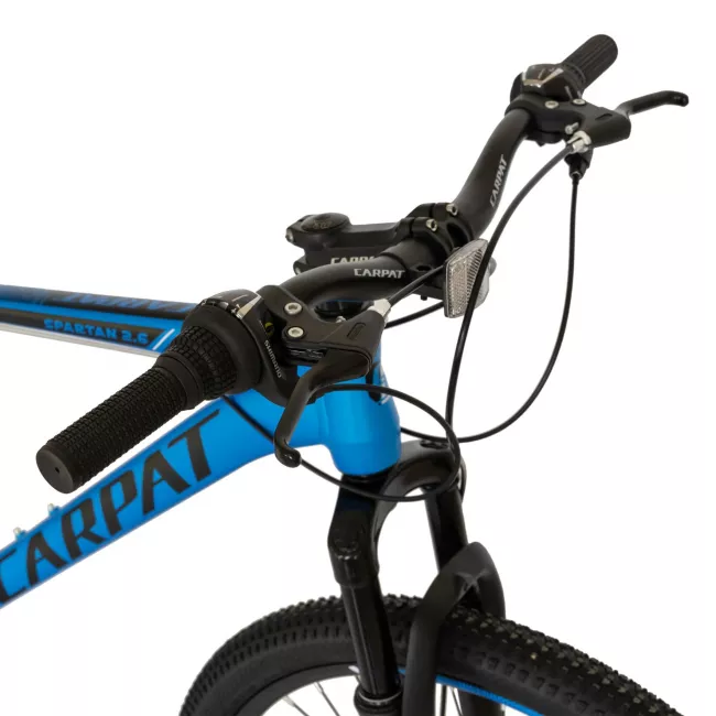 Bicicleta MTB-HT, 21 viteze, Roti 27 Inch, Cadru Aluminiu 6061, Frane pe Disc, Carpat C2758C, Albastru cu Design Negru 8