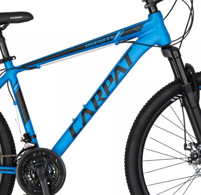 Bicicleta MTB-HT, 21 viteze, Roti 27 Inch, Cadru Aluminiu 6061, Frane pe Disc, Carpat C2758C, Albastru cu Design Negru 5