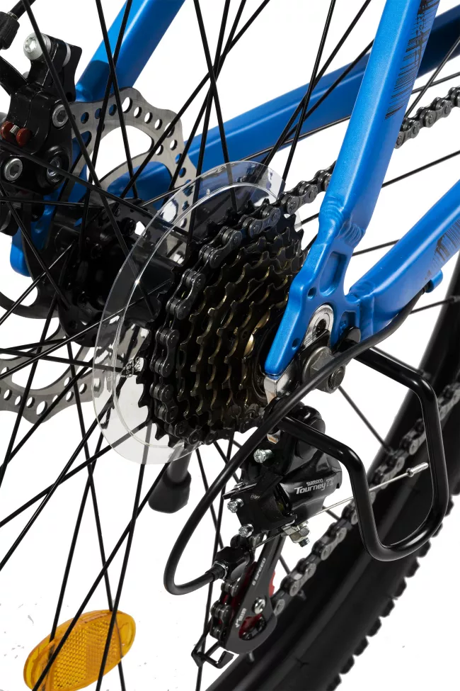 Bicicleta MTB-HT, 21 viteze, Roti 26 Inch, Cadru Aluminiu 6061, Frane pe Disc, Carpat C2684C, Albastru cu Design Negru 4