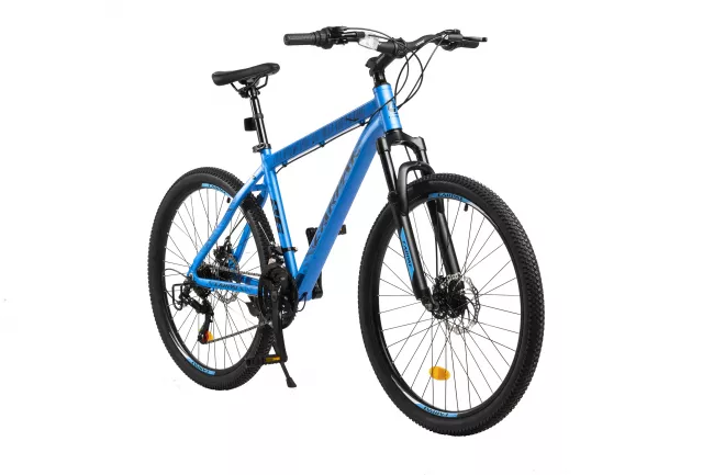 Bicicleta MTB-HT, 21 viteze, Roti 26 Inch, Cadru Aluminiu 6061, Frane pe Disc, Carpat C2684C, Albastru cu Design Negru 2