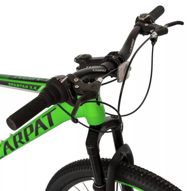Bicicleta MTB-HT, 21 viteze, Roti 27.5 Inch, Cadru Aluminiu 6061, Frane pe Disc, Carpat C2758C, Verde cu Design Negru 3