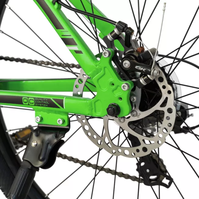 Bicicleta MTB-HT, 21 viteze, Roti 27.5 Inch, Cadru Aluminiu 6061, Frane pe Disc, Carpat C2758C, Verde cu Design Negru 6