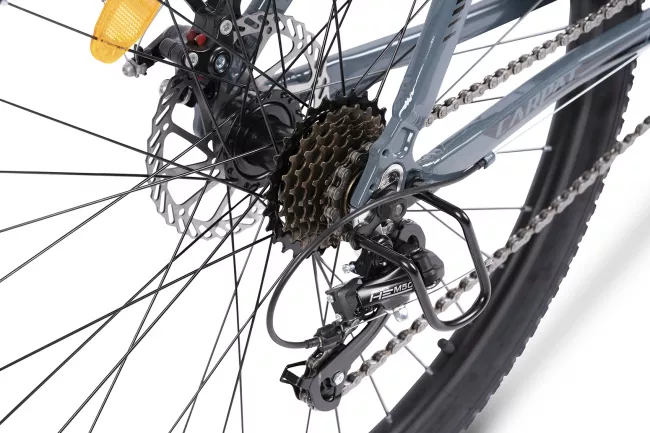 Bicicleta MTB-HT Carpat SPARTAN C2958B, Schimbator Index HE-M50 7 viteze, Roti 29 Inch, Cadru Aluminiu, Frane pe Disc, Gri/Negru 4