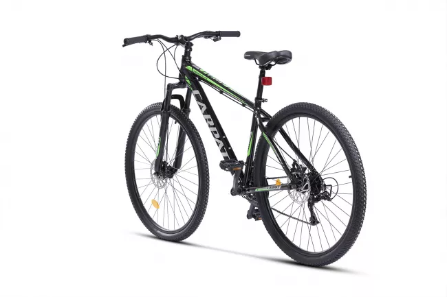 Bicicleta MTB-HT Carpat SPARTAN C2958B, Schimbator Index HE-M50 7 viteze, Roti 29 Inch, Cadru Aluminiu, Frane pe Disc, Negru/Argintiu/Verde 3