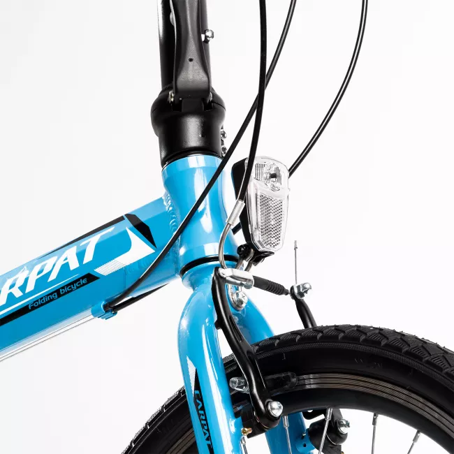 Bicicleta Pliabila, 7 Viteze, Roti 20 Inch, Frane V-Brake, Carpat Folding C2068B, Cadru Albastru cu Design Alb 5
