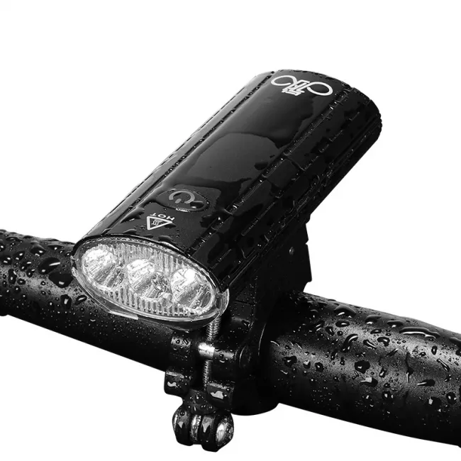 Lanterna bicicleta, incarcare USB, 3 LED-uri, 3 moduri de iluminare, negru 4