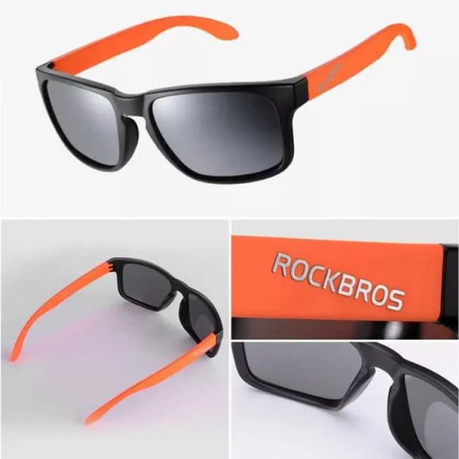Ochelari de soare polarizati retro style cu rama portocalie Rockbros 5