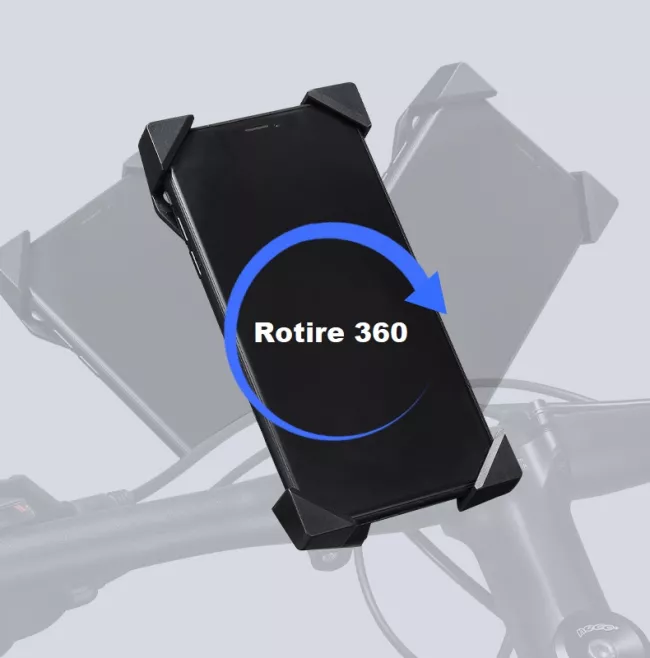 Suport telefon pentru bicicleta, prindere pe ghidon si rotire 360, negru 4