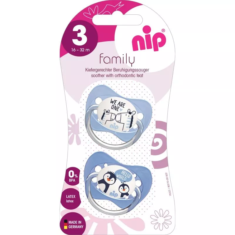 Suzeta Family Latex marimea 3 (16 - 32 luni), nip 31002 pinguin/zebra, [],bestfam.ro