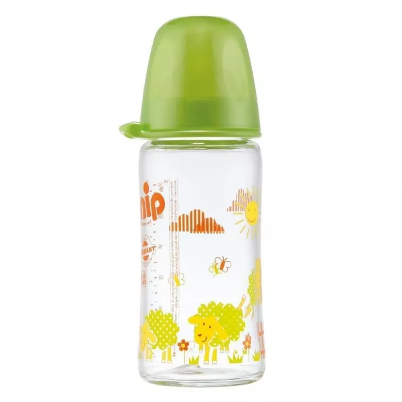 Biberon sticla cu gat larg, 240 ml, tetina silicon pt lapte, nr 1, nip 35063, [],bestfam.ro