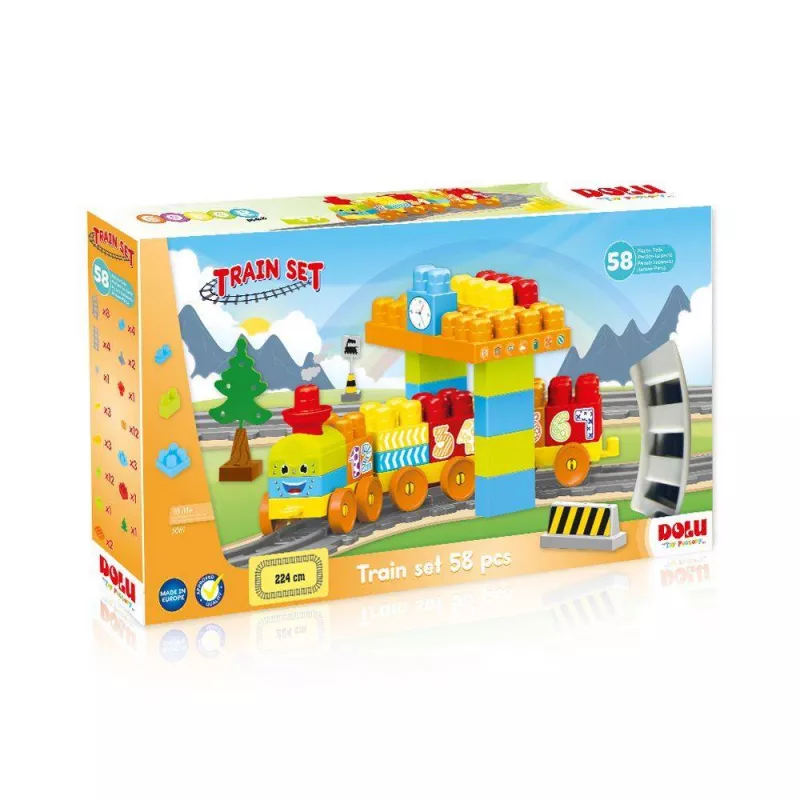 Set de constructii cu trenulet - 58 piese, [],bestfam.ro