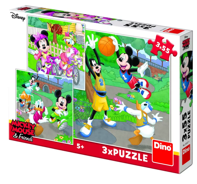 Puzzle 3 in 1 - Mickey si Minnie sportivii (55 piese) - Dino Toys, [],bestfam.ro
