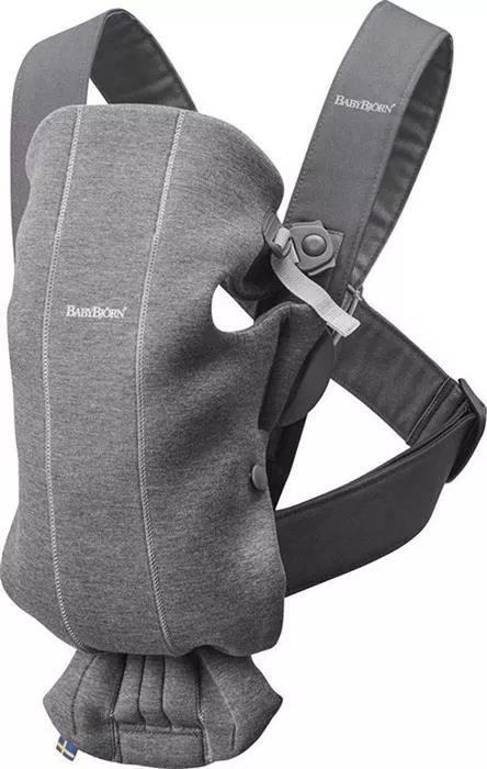 Marsupiu anatomic - Mini - cu pozitii multiple de purtare - Dark Grey, 3D Jersey - BabyBjorn, [],bestfam.ro