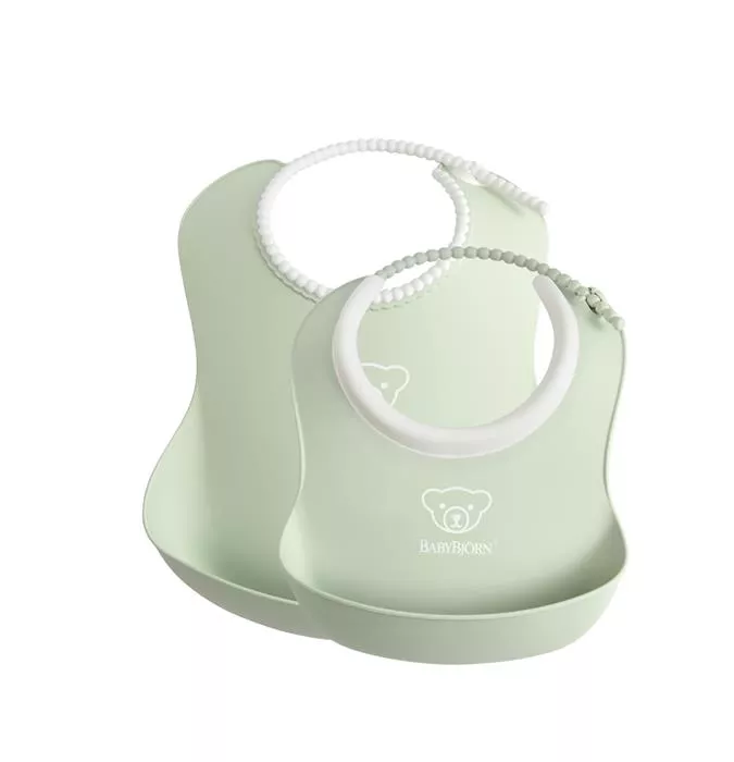 Set 2 bavete - Baby Feeding - Set Powder Green - BabyBjorn, [],bestfam.ro