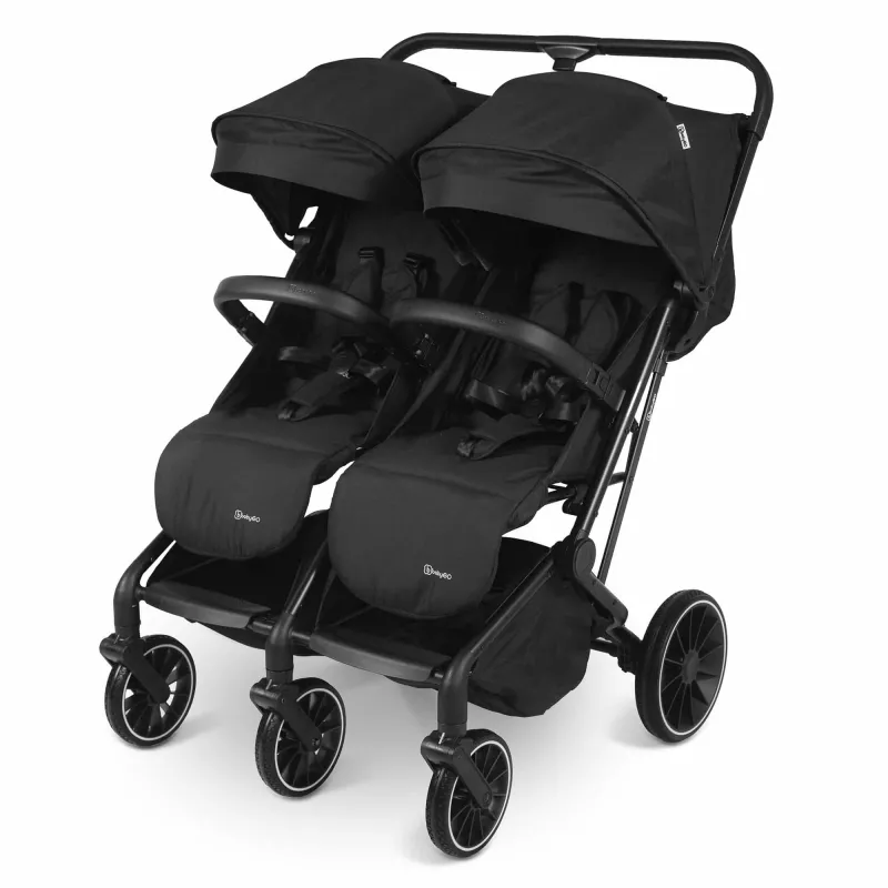 BabyGo - Carucior pliabil pentru gemeni GoTwice, Black, [],bestfam.ro