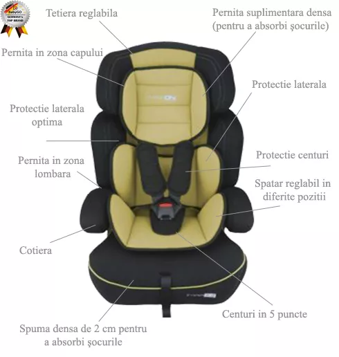 Scaun Auto - FreeMove Beige - BabyGo, [],bestfam.ro