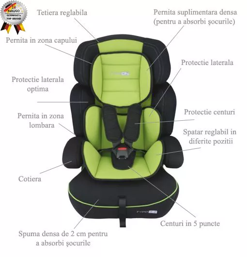 Scaun Auto - Freemove Green - BabyGo, [],bestfam.ro