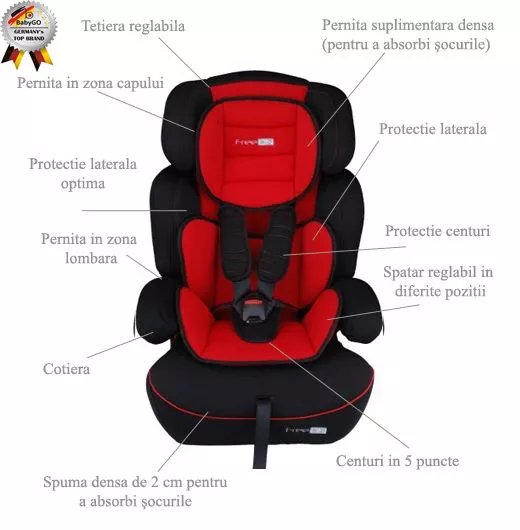 Scaun Auto - Freemove Red - BabyGo, [],bestfam.ro