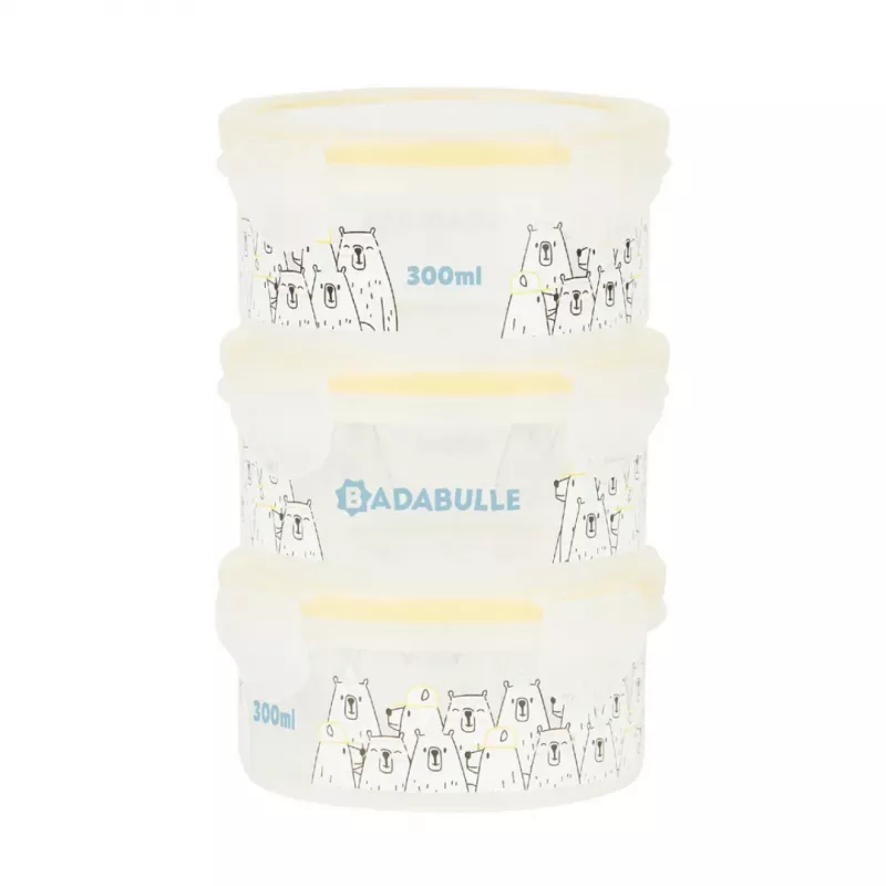 Badabulle - Set 3 boluri ermetice Maxi 300 ml, pentru pastrarea hranei, [],bestfam.ro