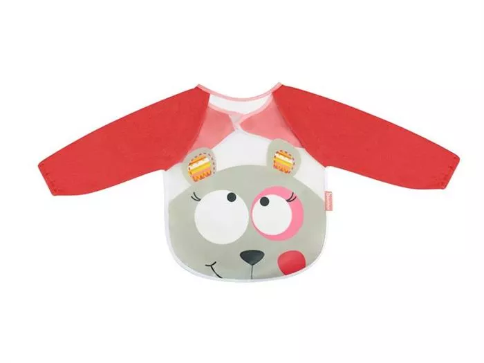 Baveta cu maneci lungi - Pink Bear - Badabulle, [],bestfam.ro