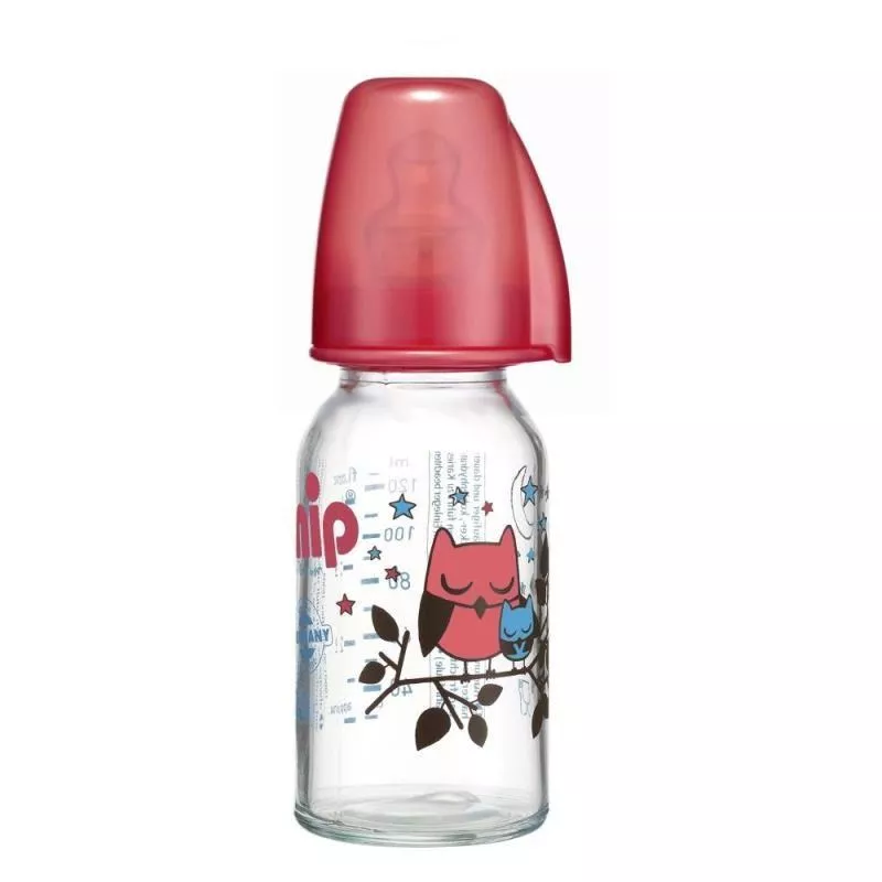 Biberon sticla 125 ml cu tetina silicon pt ceai, nr 1, nip 35014 Roz, [],bestfam.ro
