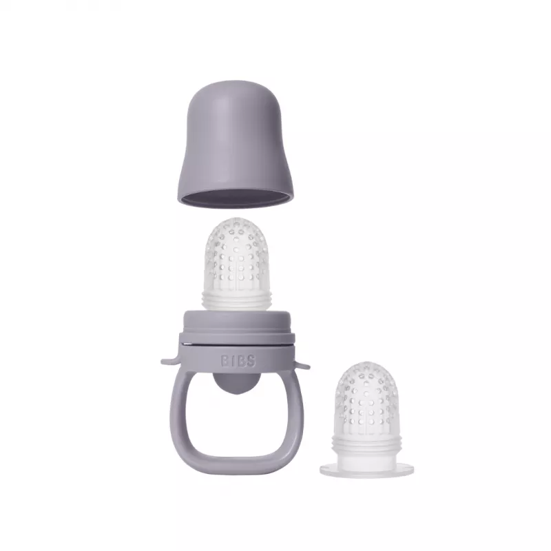 BIBS - Dispozitiv de hranire Baby Feeder cu 2 tetine din silicon, Fossil Grey, [],bestfam.ro