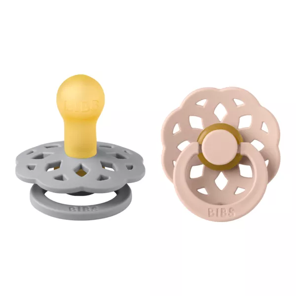 BIBS - Set 2 suzete Boheme Latex, tetina rotunda, 0 luni +-Cloud/Blush, [],bestfam.ro