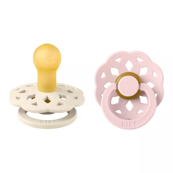 BIBS - Set 2 suzete Boheme Latex, tetina rotunda, 0 luni +-Ivory/Blossom, [],bestfam.ro