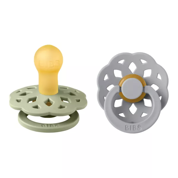 BIBS - Set 2 suzete Boheme Latex, tetina rotunda, 0 luni +-Sage/Cloud, [],bestfam.ro