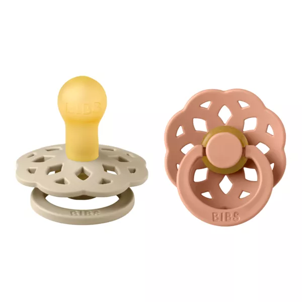 BIBS - Set 2 suzete Boheme Latex, tetina rotunda, 0 luni +-Vanilla/Peach, [],bestfam.ro
