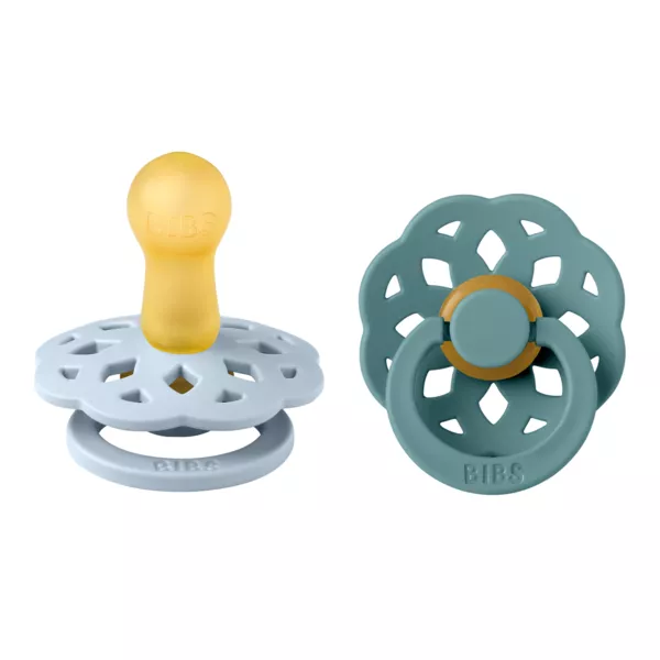 BIBS - Set 2 suzete Boheme Latex, tetina rotunda, 6 luni +-Baby Blue/Island Sea, [],bestfam.ro