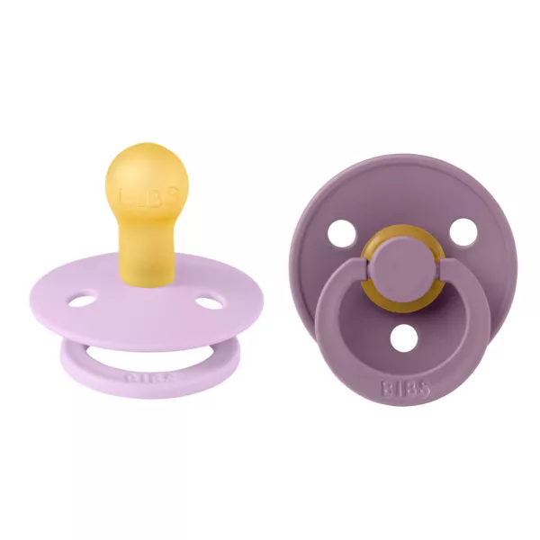 BIBS - Set 2 suzete Colour Latex, tetina rotunda, 0 luni +-Mauve/Violet Sky, [],bestfam.ro