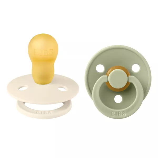 BIBS - Set 2 suzete Colour Latex, tetina rotunda, 18 luni +-Ivory/Sage, [],bestfam.ro