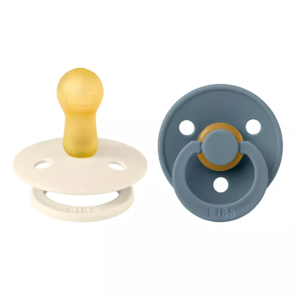 BIBS - Set 2 suzete Colour Latex, tetina rotunda, 6 luni +-Ivory/Petrol, [],bestfam.ro