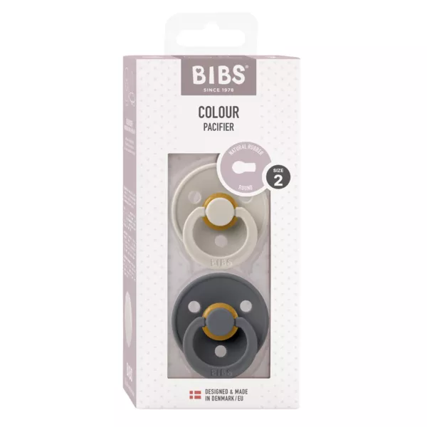 BIBS - Set 2 suzete Colour Latex, tetina rotunda, 6 luni +-Sand/Iron, [],bestfam.ro